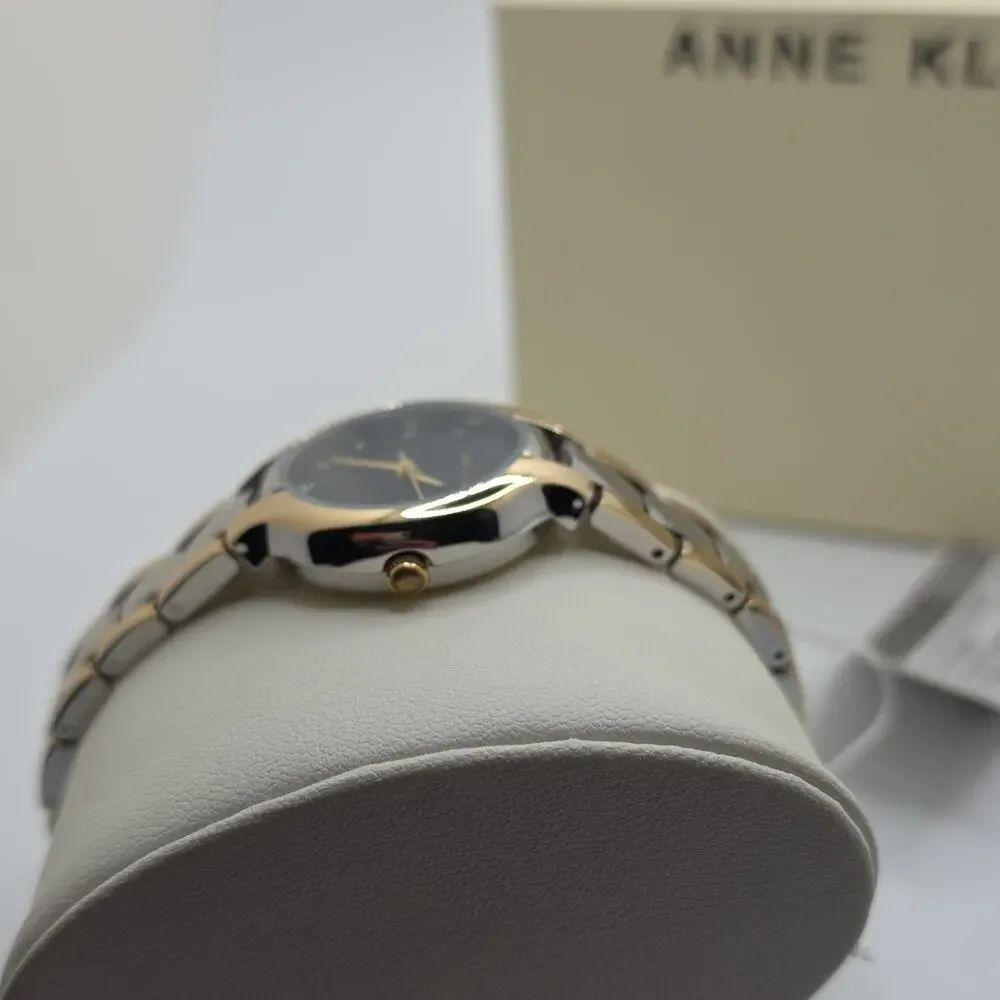Anne Klein Women’s Quartz Two- Black Dial, Gold Silver Tone 28mm